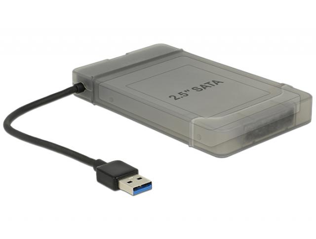 Конвертор Delock, USB 3.0 Type-A мъжко - SATA 6 Gb/s 22 pin, 2.5″ защитен калъф 