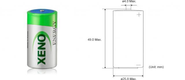 Литиево тионил хлоридна батерия XENO XL-140STD, 3,6V, R14, 7.2Ah, с пъпка 