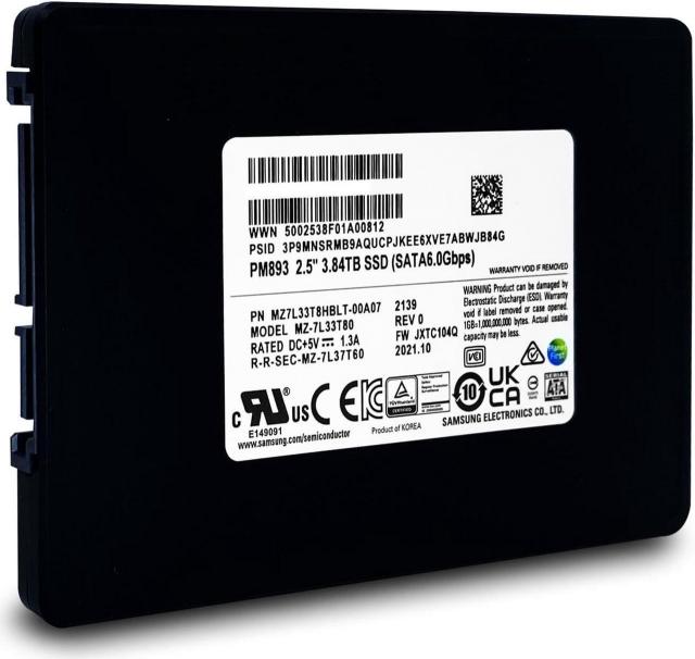 SSD SAMSUNG PM893 SATA 2.5”, 3,84TB, SATA 6 Gb/s, MZ7L33T8HBLT-W07, Bulk 