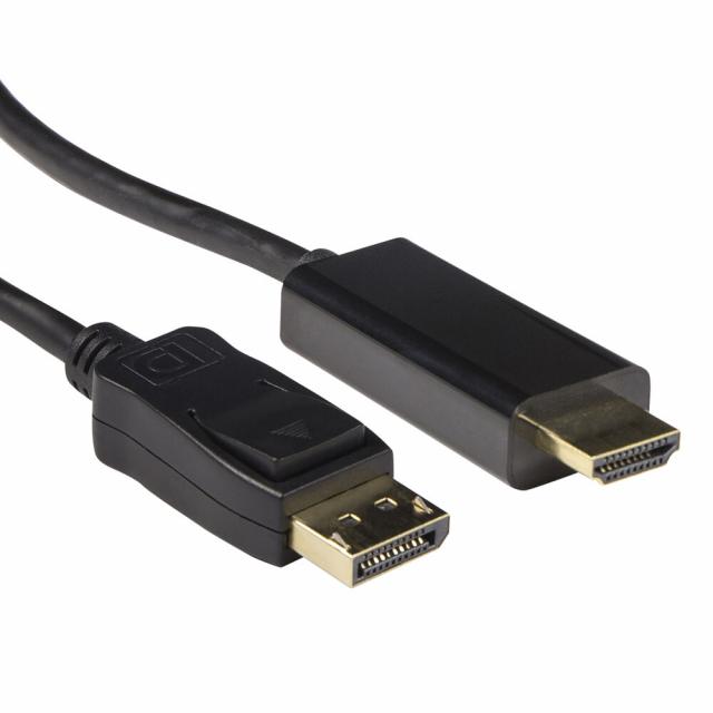 Кабел ACT AK3990, DisplayPort мъжко - HDMI-A мъжко, 1.8 м, Черен, булк опаковка 