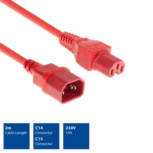 ACT Powercord C14 - C15 red 2 m 