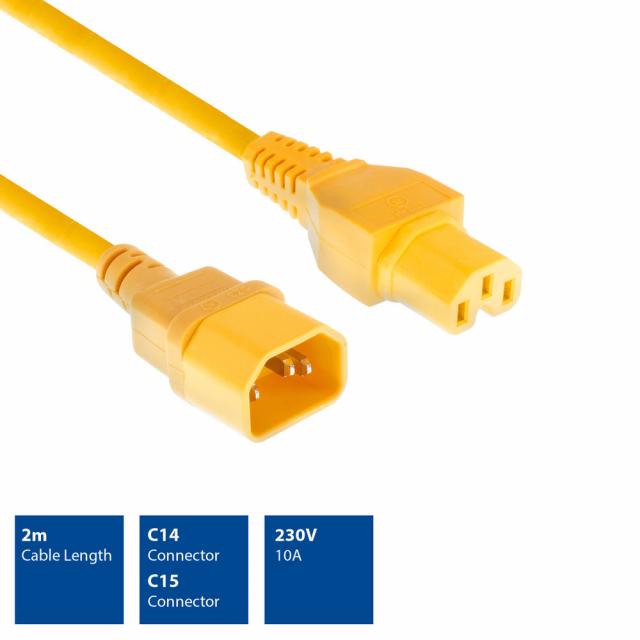 ACT Powercord C14 - C15 yellow 2 m 