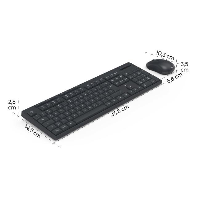 HAMA Wireless keyboard with mouse "WKM-200", 8 media keys, black 