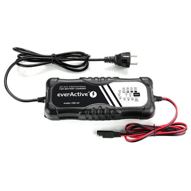 Everactive Automatic-battery charger 12V/24V 10A for car/boat/motorcycle batteries 