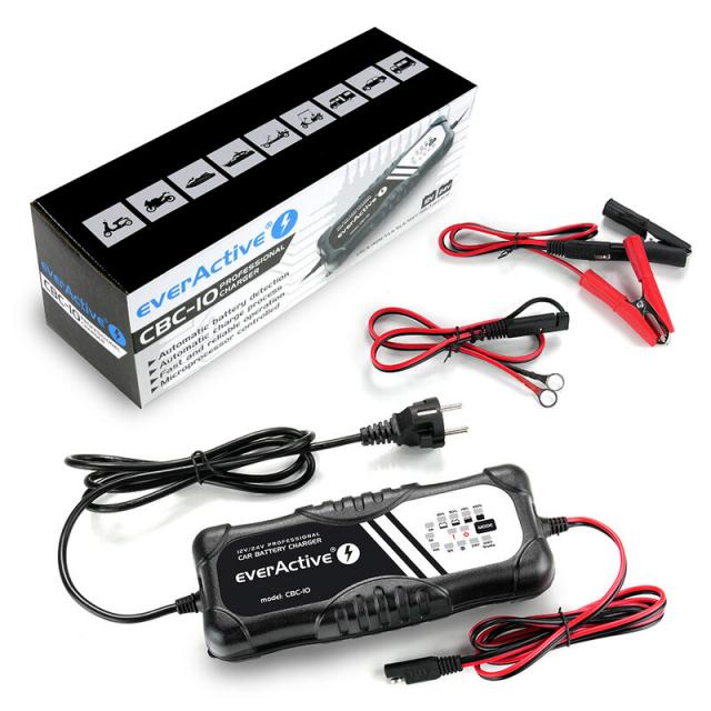 Everactive Automatic-battery charger 12V/24V 10A for car/boat/motorcycle batteries 