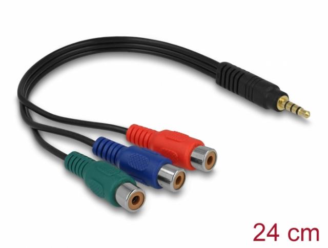 Delock Cable 3 x RCA female > Stereo plug 3.5 mm 4 pin 