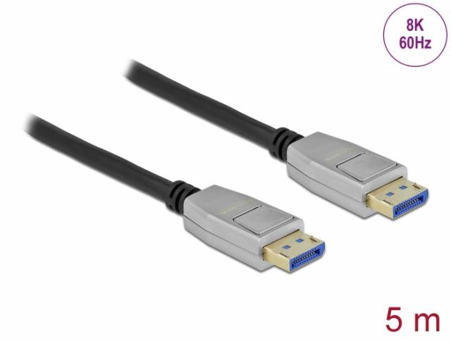 Кабел Delock DisplayPort 2.0 мъжко - DisplayPort мъжко, 5.0м, 10K, Черен 