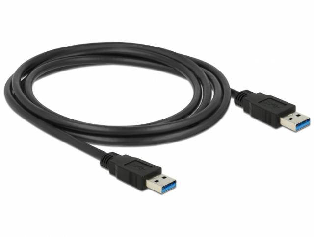 Кабел Delock USB-A мъжко - USB-B мъжко, 2.0 м, USB3.0, Екраниран, Черен 