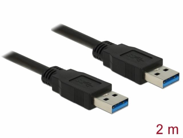 Кабел Delock USB-A мъжко - USB-B мъжко, 2.0 м, USB3.0, Екраниран, Черен 