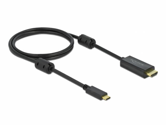 Кабел Delock USB-C - HDMI (DP Alt Mode) 4K 60 Hz, 1 m, Черен 