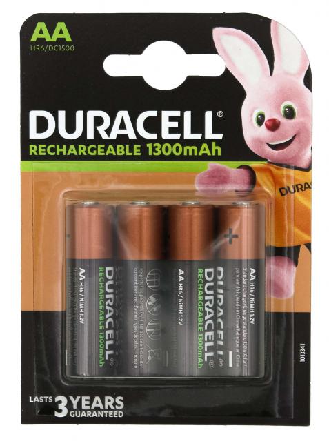 Акумулаторна батерия DURACELL R6 AA, 1300mAh NiMH, 1.2V, 4 бр. в опаковка 