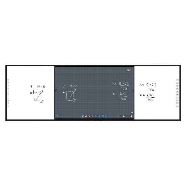 Интерактивна система All-in-one VALI 146", 75" мулти-тъч дисплей с Android, 2 бр. инт. бяла дъска, вграден OPS с Win 11 Pro, вградена камера с микрофон 