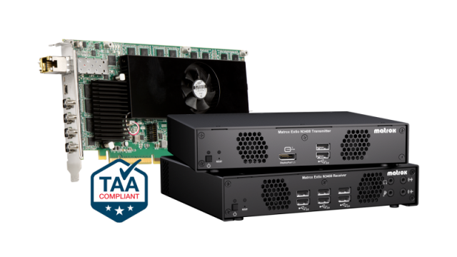 KVM трансмитер Matrox XTO3-N3408CTX, SPF,  До 2 монитора 