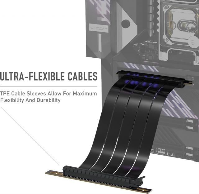 EZDIY-FAB High Speed Riser Cable PCIe x16 4.0 Port GPU Extension Card-Right Angle Connector 200mm 