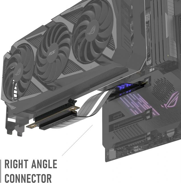 EZDIY-FAB High Speed Riser Cable PCIe x16 4.0 Port GPU Extension Card-Right Angle Connector 200mm 