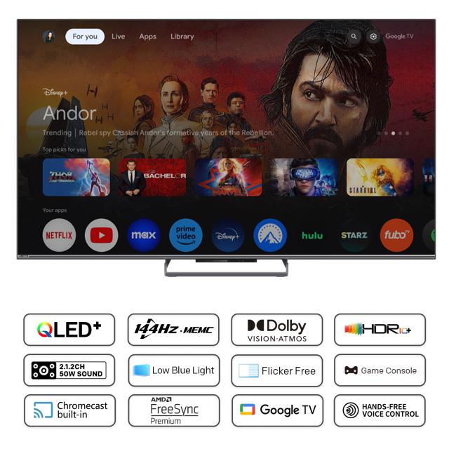 METZ QLED TV 55MQE8000Z, 55"(139 см), UHD Google TV, Dolby Vision, 144Hz 