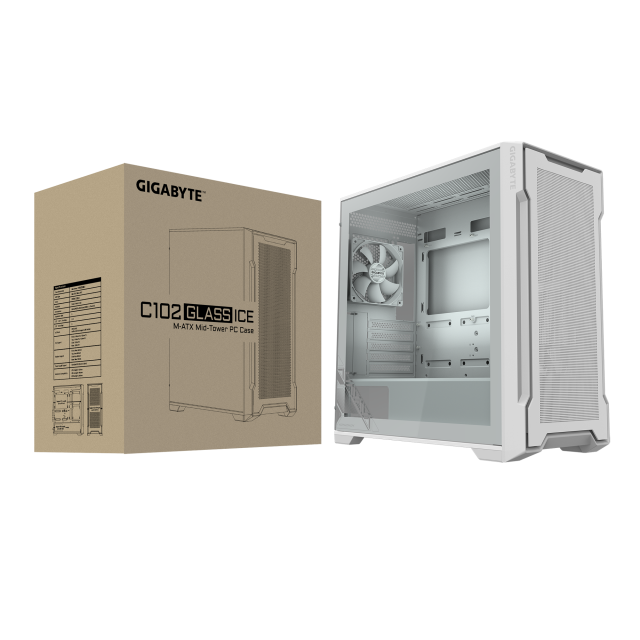 Кутия Gigabyte C102 Glass ICE, Mid-Tower 