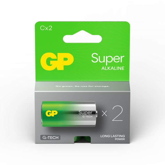 Алкална батерия GP SUPER LR14, 2 бр. в опаковка, 1.5V 