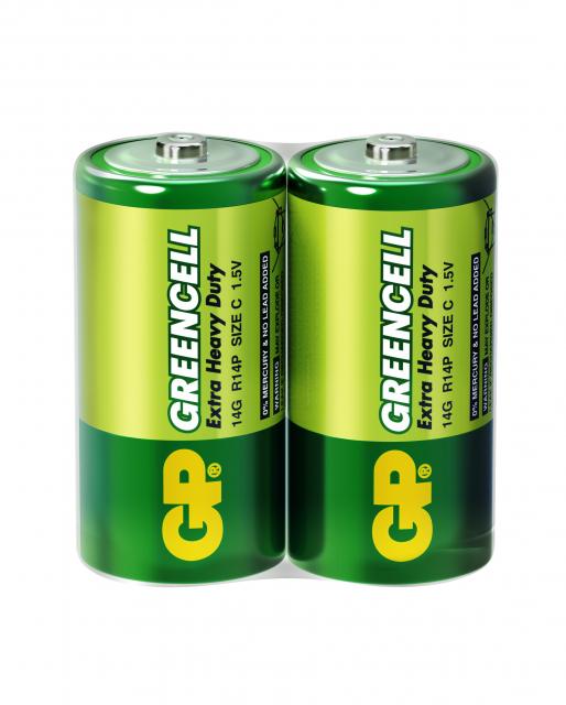 Цинк карбонова батерия GP 14G-S2 Greencell, R14, 2 бр. в опаковка / Shrink, 1.5V 