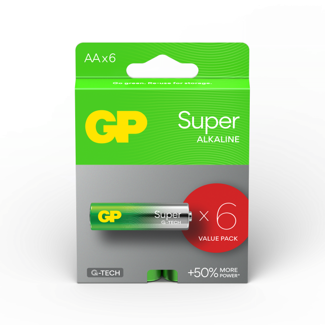 GP BATTERIES Alkaline Batteries AA SUPER - LR6 - 4+2 = 6 pieces 