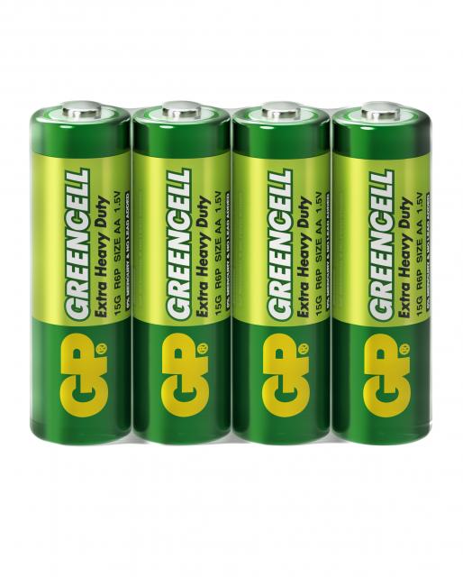 Цинк карбонова батерия GP R6  GREENCELL 15G-S4 /4 бр. в опаковка/ shrink 1.5V 