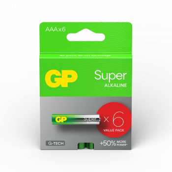 GP BATTERIES Alkaline Batteries AAA SUPER - LR03 - 4+2 = 6 pieces