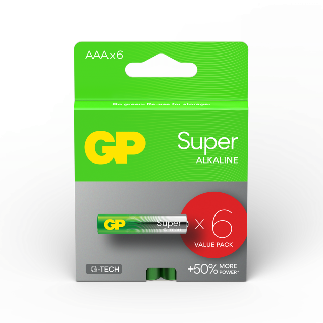 GP BATTERIES Alkaline Batteries AAA SUPER - LR03 - 4+2 = 6 pieces 