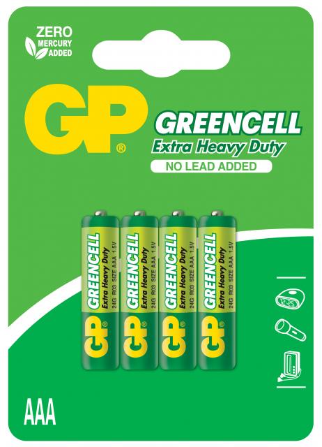 Цинк карбонова батерия GP GREENCELL R03, AAA, 4 бр. blister, 1.5V 