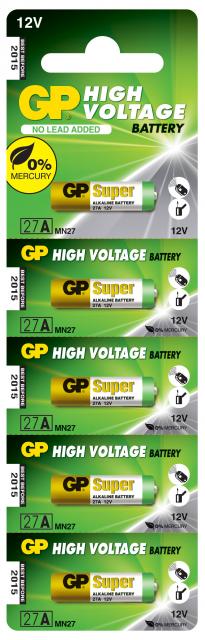 Алкална батерия GP 12 V /5бр./pack цена за 1 бр./ за аларми А27 