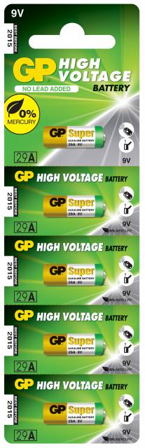 Алкална батерия GP 9 V, 5бр. в блистер, Цената е за 1 батерия, А29, A32, A25 