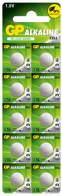 Бутонна алкална батерия GP BATTERIES, GPА76, LR44, 1.55V, Цена за 1 бр. 