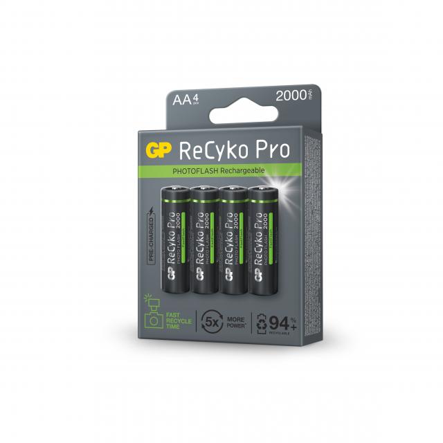 Акумулаторна Батерия GP R6 AA 2000mAh RECYKO + PRO Fast Flash GP-BR-210AAHCF-APCEB4 NiMH /до 500 цикъла/  4 бр. в опаковка GP 