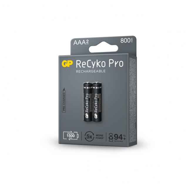 Акумулаторна Батерия GP R03 AAA 800mAh, NiMH, 85AAAHCB-EB2 RECYKO+ PRO, До 1500 цикъла, 2 бр. в опаковка 