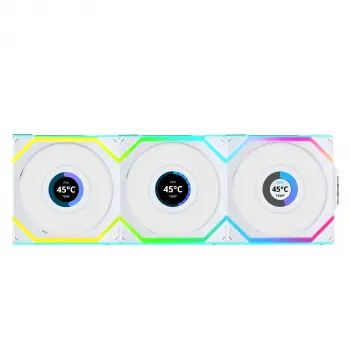 Triple Fan Pack Lian Li UNI FAN SL Wireless LCD ARGB PWM Reverse Blade - 120 mm White