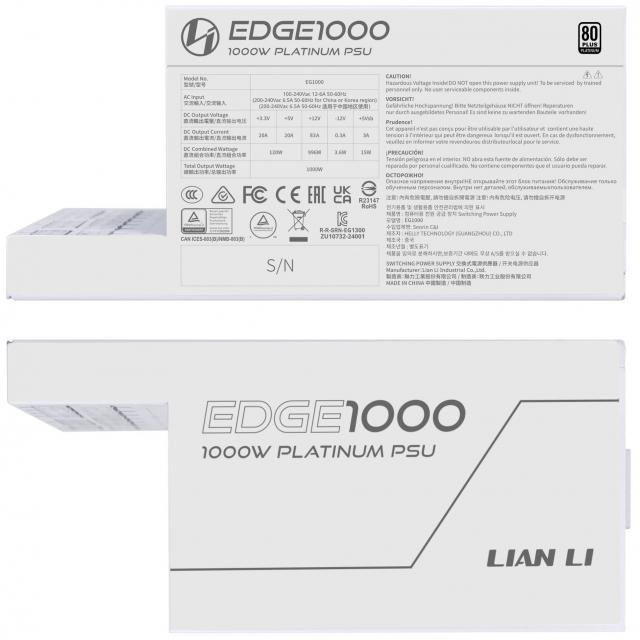 Power Supply Lian Li EDGE EG1000 White 1000W 80+ Platinum PCIe 5.1, ATX 3.1 