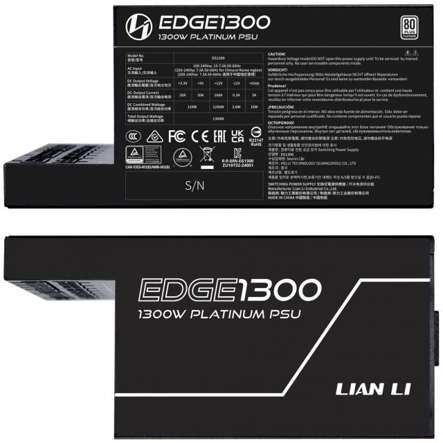 Power Supply Lian Li EDGE EG1300 Black 1300W 80+ Platinum PCIe 5.1, ATX 3.1 