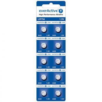 Бутонна алкална батерия EVERACTIVE LR754, LR48, 1,55V, 10pk блистер, /цена за 1 бр. батерия/