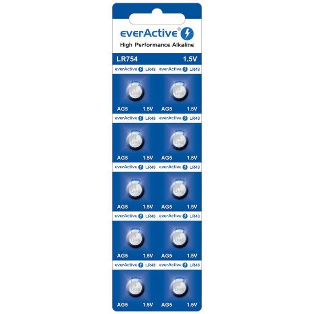 Button alkaline battery LR754 /LR48/ 1,55V  10pk / Pack price for 1 pc. /  EVERACTIVE 