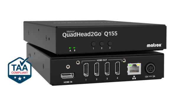 Външен мулти-дисплей адаптер Matrox QuadHead2GO Q155 Multi-Monitor Q2G-H4K2 за едновременна работа на 4 мониторa с HDMI вход 