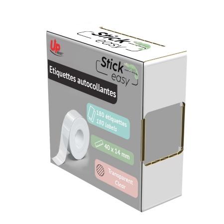 Ролка етикети залепващи за STICK EASY UP21, 14х40мм, 180 бр, Прозрачни 