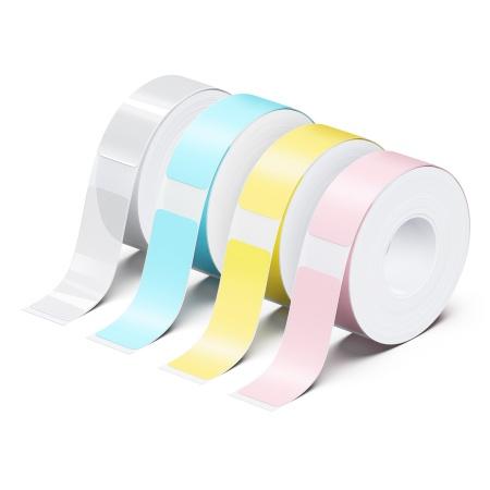 Set of 4 pcs. rolls of adhesive labels for STICK EASY UP21, 4x 180 pcs. , pink, yellow, blue, transparent 