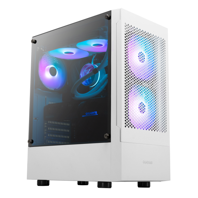 Gamdias кутия ATX - TALOS E3 MESH White - aRGB, Tempered Glass 