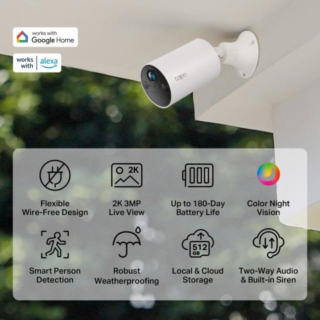 TP-Link Tapo C410 - Smart Wire-Free Indoor/Outdoor Security Camera 