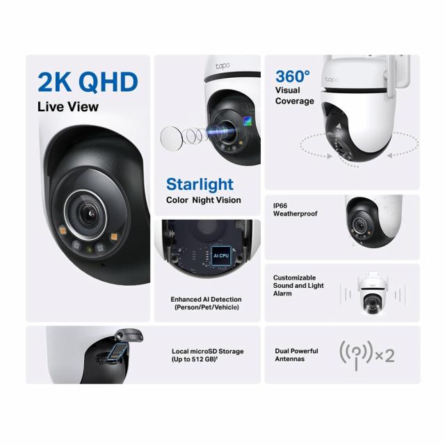 Outdoor Security WiFI camera TP-Link Tapo C520WS - 2K Pan/Tilt 