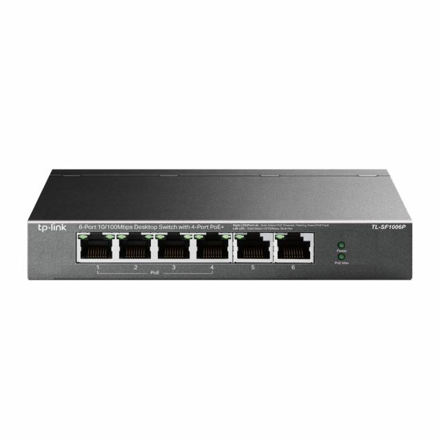 Суич TP-Link - TL-SF1006P, 6 порта, черен 