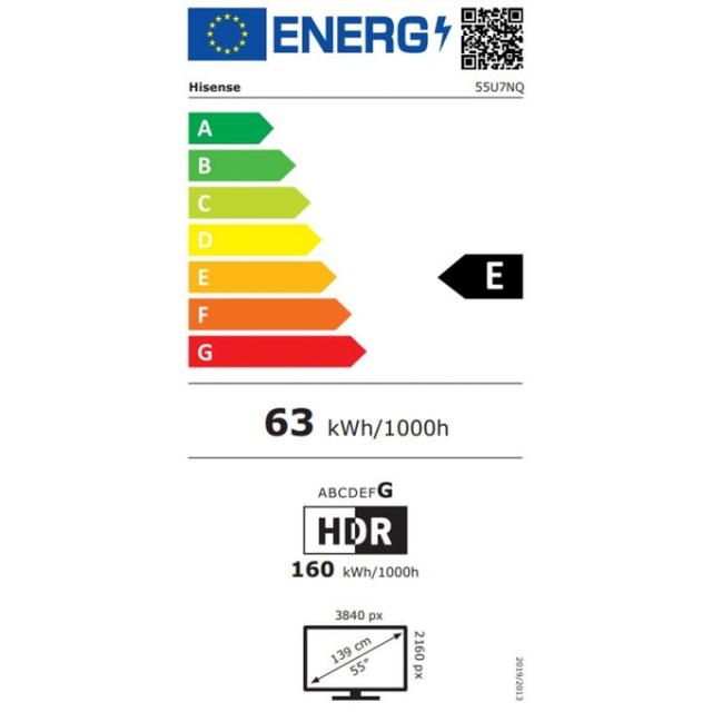 Hisense 55U7NQ, 55" (139.7 cm), 4K/UHD ULED Smart TV, HDR 10+, 144Hz 