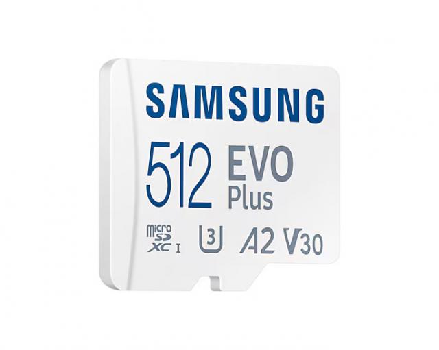 Карта памет Samsung EVO Plus, microSDXC, UHS-I, 512GB, Адаптер 