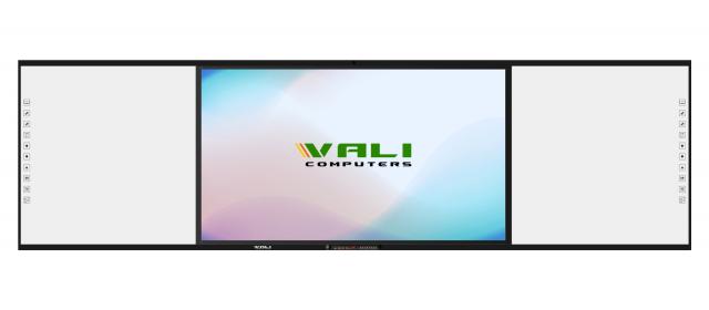 Интерактивна система All-in-one VALI 146", 75" мулти-тъч дисплей с Android, 2 бр. инт. бяла дъска, вграден OPS с Win 11 Pro, вградена камера с микрофон 