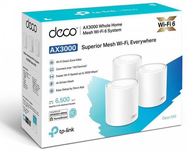 Access Point TP-Link Deco X50, 3 pack, 3x LAN/WAN, 2.4/5 GHz, 574 - 2402 Mbps, Gigabit 