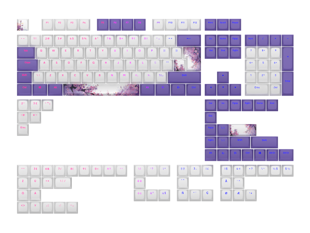 Капачки за механична клавиатура Dark Project - Violet Horizons PBT - ANSI & ISO 